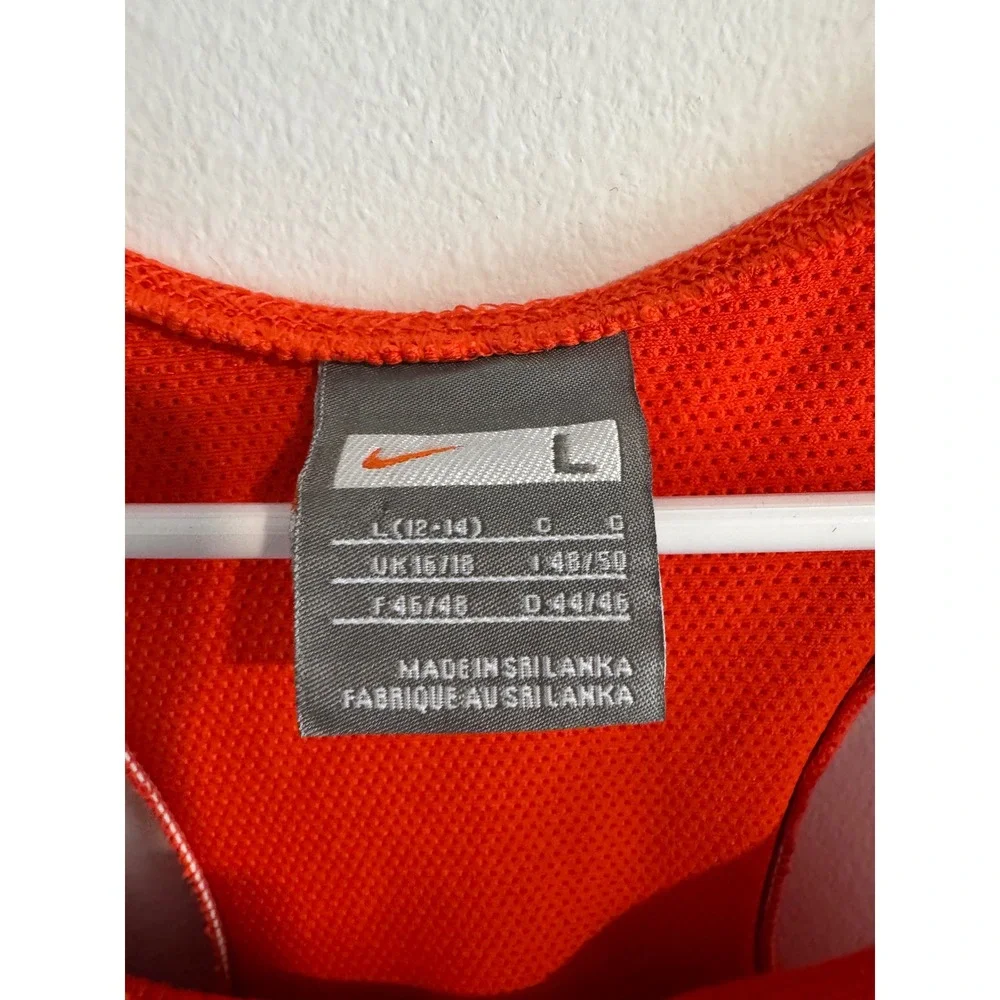 Nike Racerback Tank Top Girls Large‎ 12-14 Orange Mesh Back Swoosh Logo